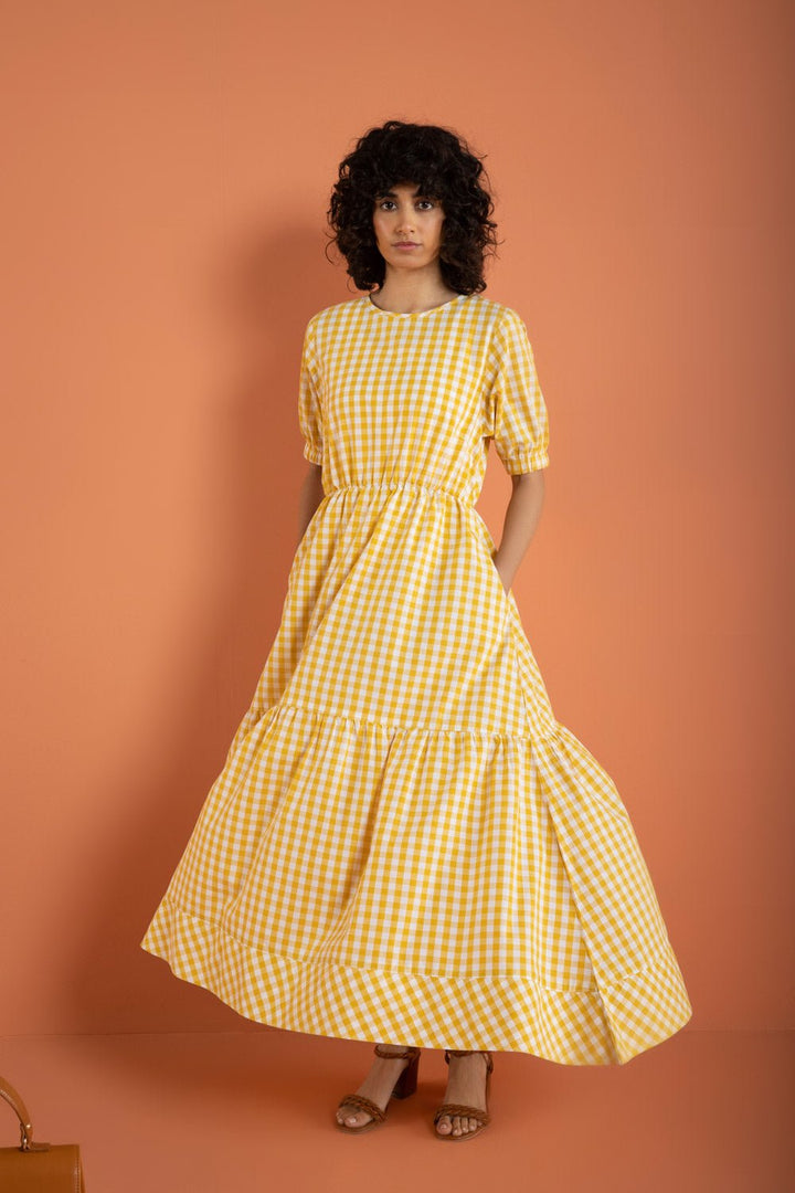 Sapphire Gingham Tier Dress