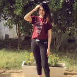 Wf Store- First I Need Coffee Printed Half Sleeves Tee  Maroon