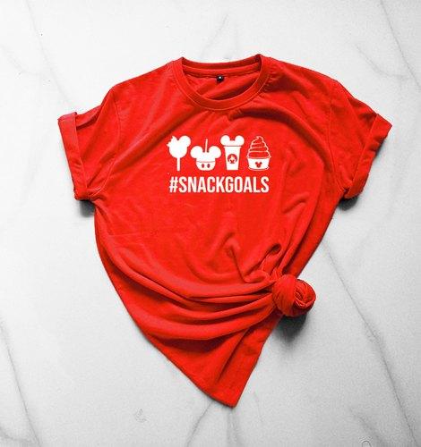 Wf Store- #SnackGoals Printed Half Sleeves Tee  Red