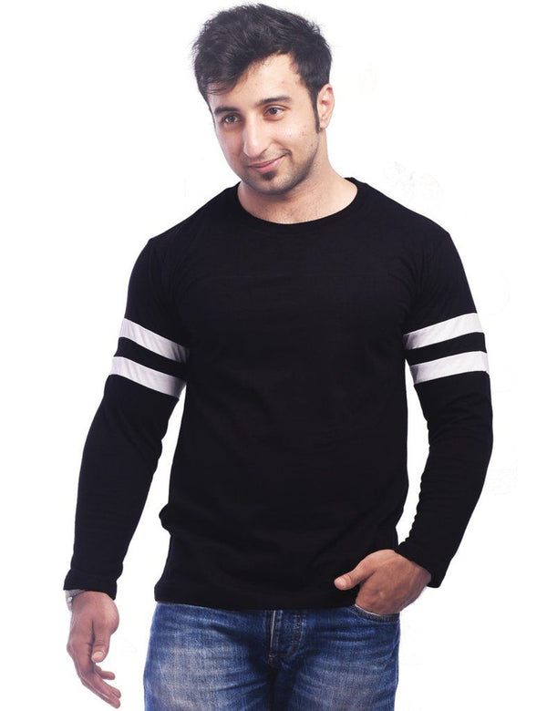 Wf Store- Full Sleeves Stripes Printed Tee  Black