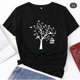 Wf Store- Tree Printed Half Sleeves Tee  Black