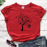 Wf Store- Tree Printed Half Sleeves Tee  Red