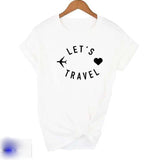 Wf Store- LET'S TRAVEL Printed Half Sleeves Tee  White