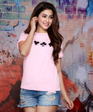 Wf Store- PullOver Printed Half Sleeves Tee  Pink