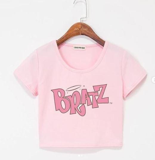 Wf Store- BRATZ Printed Half Sleeves CropTee  Pink