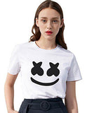 Wf Store- Marshmello Face Printed Half Sleeves Tee  White
