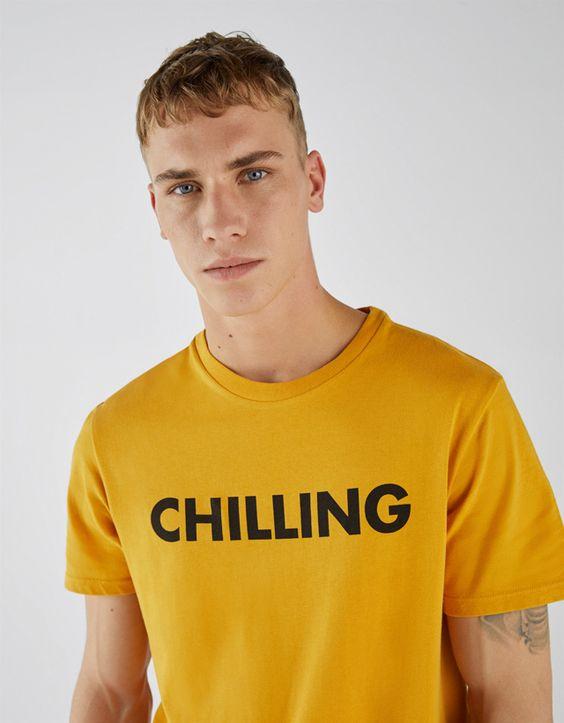 Wf Store- CHILLING Printed Half Sleeves Tee  Yellow