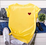 Wf Store- Pocket Heart Printed Half Sleeves Tee  Yellow