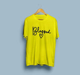 Wf Store- Blessed Printed Half Sleeves Tee - Yellow