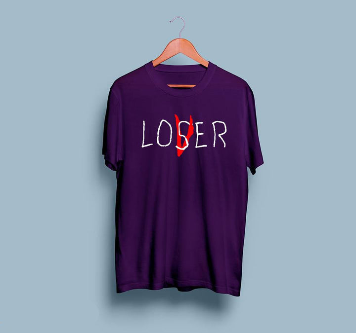 Wf Store- LOSER Printed Half Sleeves Tee - Purple