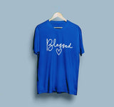 Wf Store- Blessed Printed Half Sleeves Tee - Blue