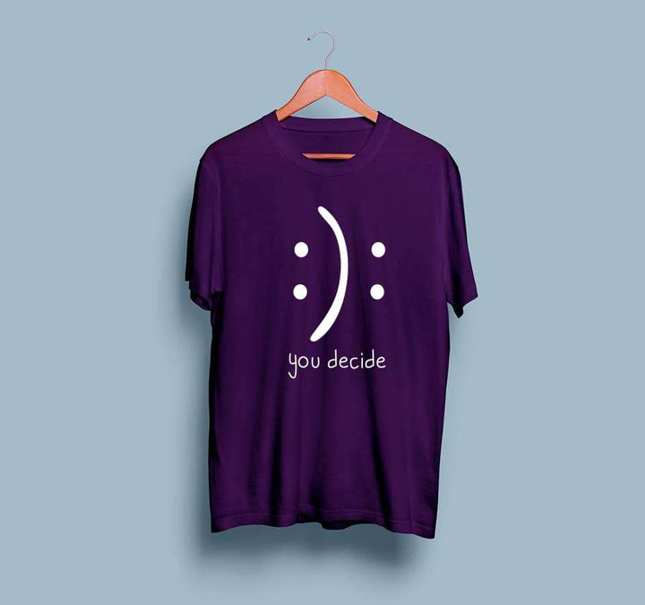 Wf Store- You Decide Printed Half Sleeves Tee - Purple