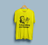 Wf Store- I Need Money Not Feelings Printed Half Sleeves Tee - Yellow