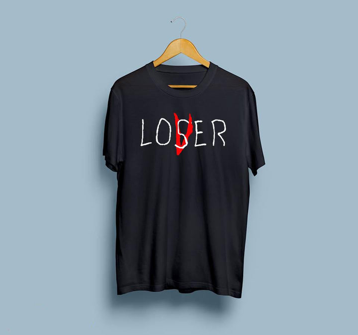 Wf Store- LOSER Printed Half Sleeves Tee - Black