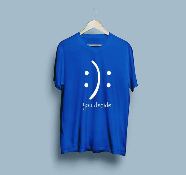 Wf Store- You Decide Printed Half Sleeves Tee - Blue