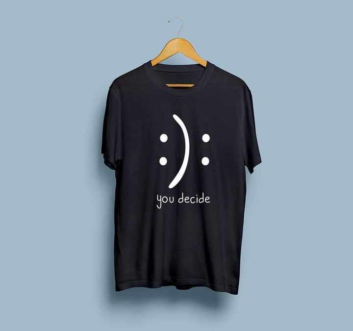 Wf Store- You Decide Printed Half Sleeves Tee - Black