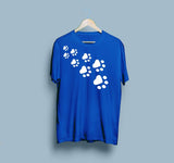 Wf Store- Cat Paw Printed Half Sleeves Tee - Blue