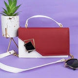 Shein - Square Flap Bag Decorated With Chain And Metal-Red/White