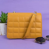 Shein - Quilted Handbag Details-Yellow