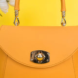 Shein- Mini Twist Lock Flap Square Bag-Yellow