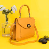 Shein- Mini Twist Lock Flap Square Bag-Yellow