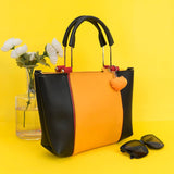 Shein- Two-Tone Bucket Bag With Drawstring -Yellow/Black