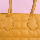 Shein- Quilted Square Bag With Drape Top Handle And Flap-Yellow