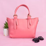 Shein- Handbag With Double Handles And Buckle -Pink