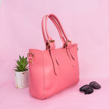 Shein- Handbag With Double Handles And Buckle -Pink