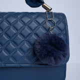 Shein- Crossbody Bag with Pom Pom Blue