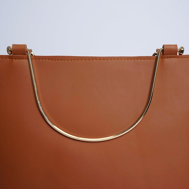 Shein- Tote Bag with Metal Handle Brown