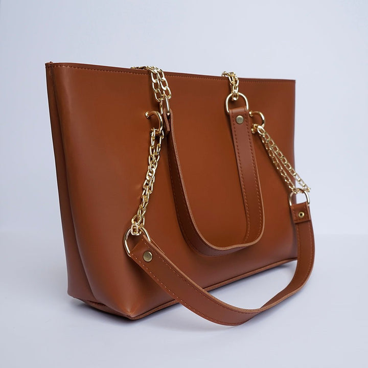 Shein - Tote Bag with Metal Handle Brown