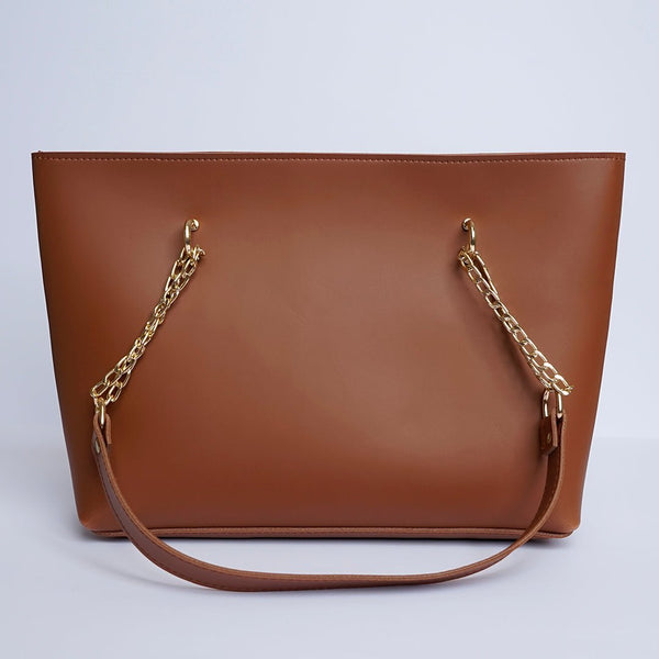 Shein- Tote Bag with Metal Handle  Dark Brown