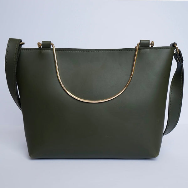 Shein - Tote Bag with Metal Handle Green