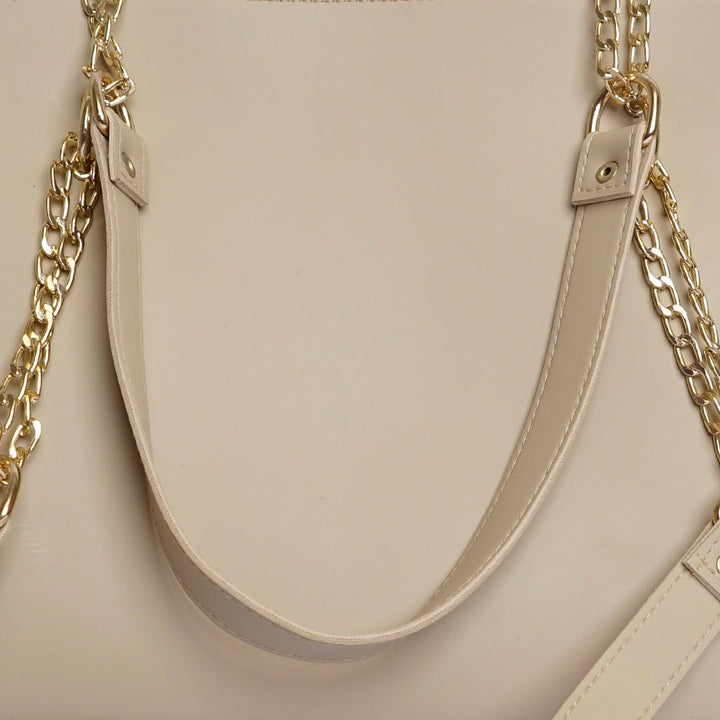 Shein- Tote Bag with Chain Handle Beige