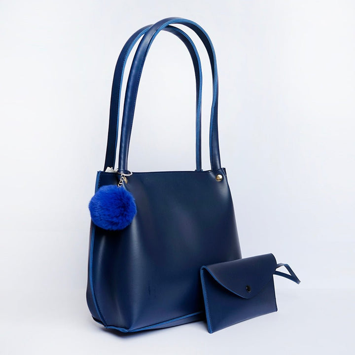 Shein  Tote Bag with Pom Pom Blue