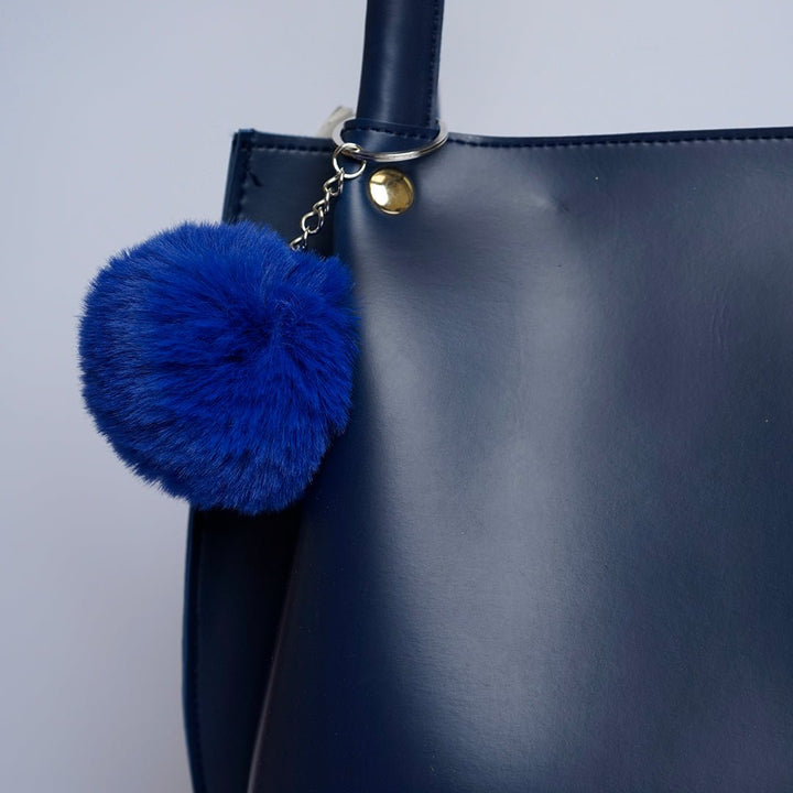 Shein - Tote Bag with Pom Pom Blue