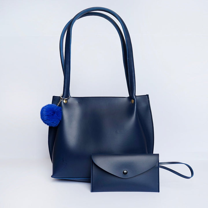 Shein  Tote Bag with Pom Pom Blue