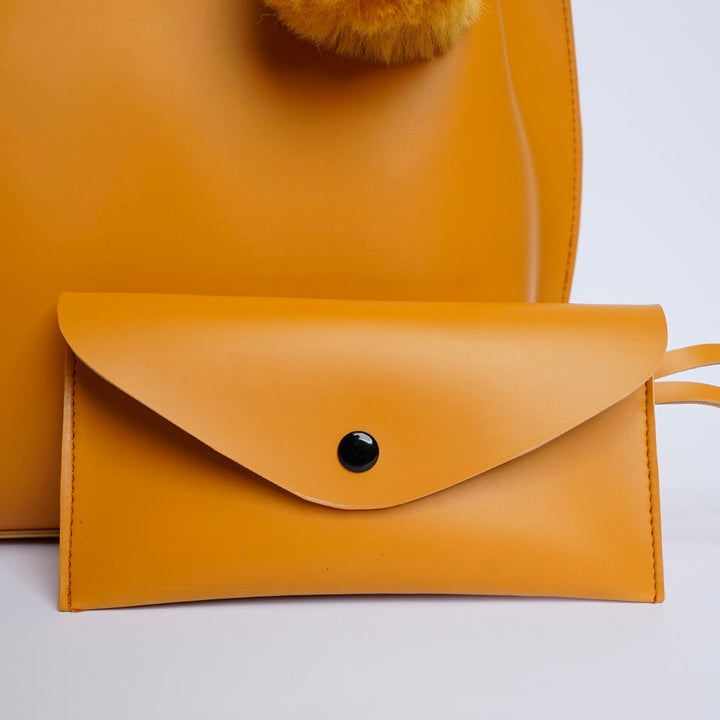 Shein  Tote Bag with Pom Pom Mustard