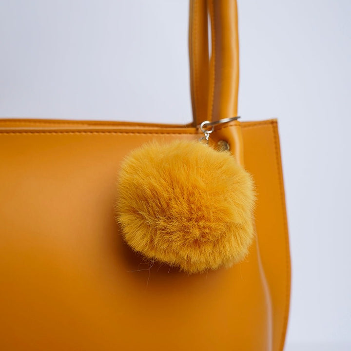 Shein  Tote Bag with Pom Pom Mustard