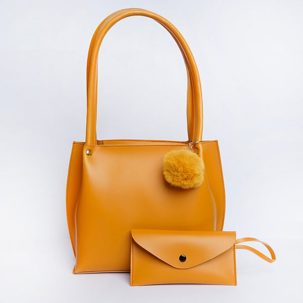 Shein  Tote Bag with Pom Pom Mustard