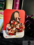 Garnet lane- Red & White Round Marble glossy resin Earrings by Garnet lane priced at 749 | Bagallery Deals