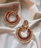 House Of Jewels- Ethnic Gajra  Earrings - Red
