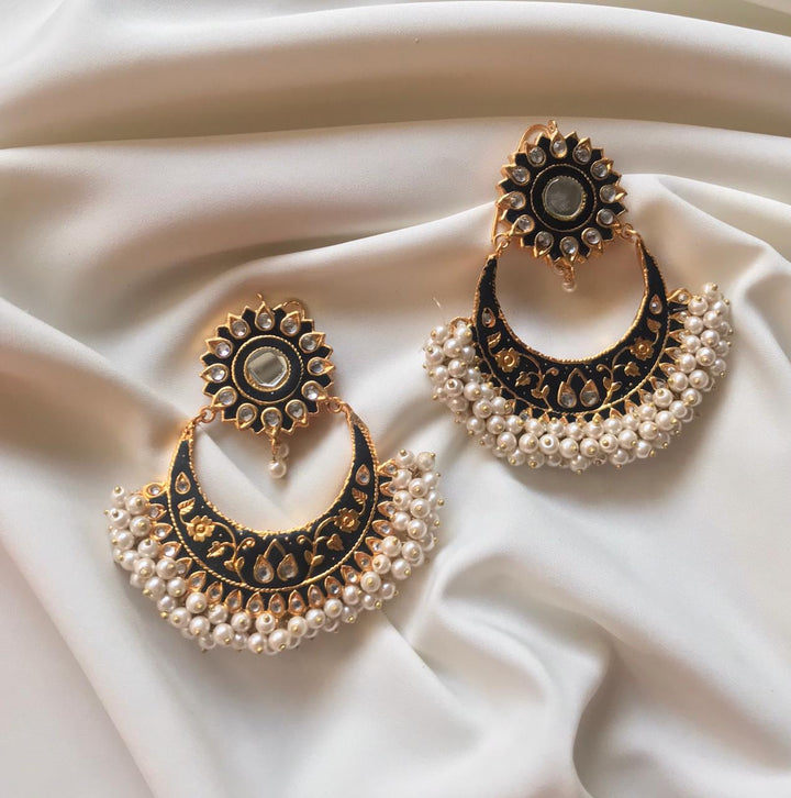 House Of Jewel- Mughal  Nauratan  Earrings - Green