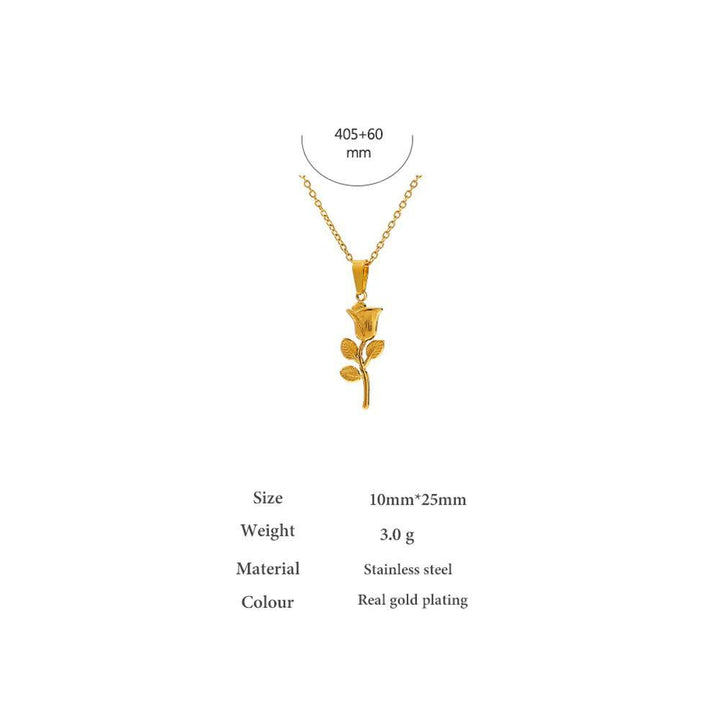 Niovani- Roses are Gold Necklace! - 18K Genuine Gold Plated over Pure Stainless Steel! - Chic Design! - Free Box Packaging!