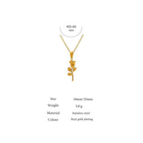 Niovani- Roses are Gold Necklace! - 18K Genuine Gold Plated over Pure Stainless Steel! - Chic Design! - Free Box Packaging!