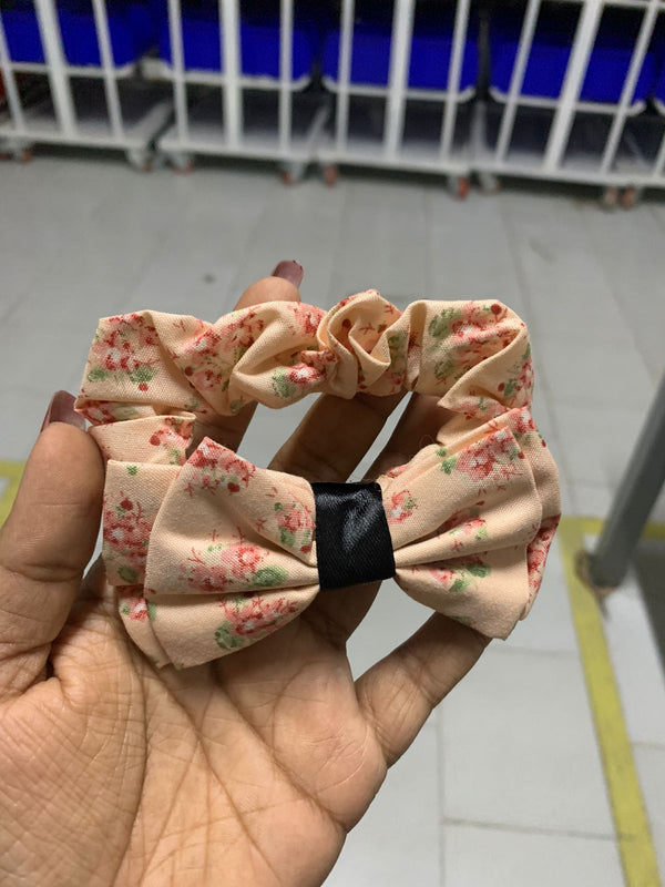 Brand Popper- Fabric Wrapped Elastic Hair Bobbles With Bow