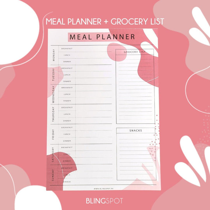 Blingspot - Meal Planner Pink - Notepad