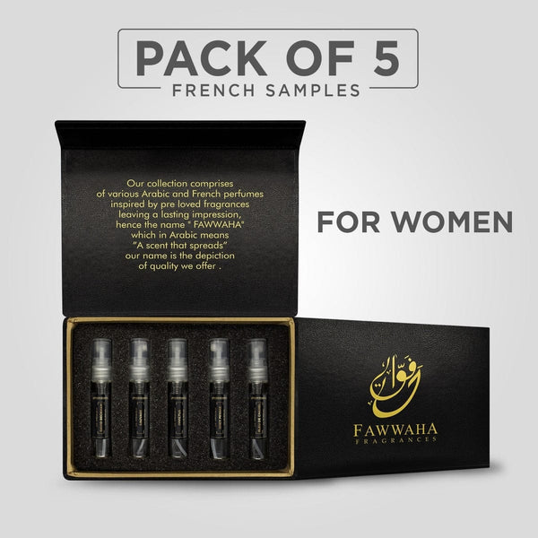 Fawwaha Fragrances- Pack of 5 French Spray Testers, 5 ml (For Women)