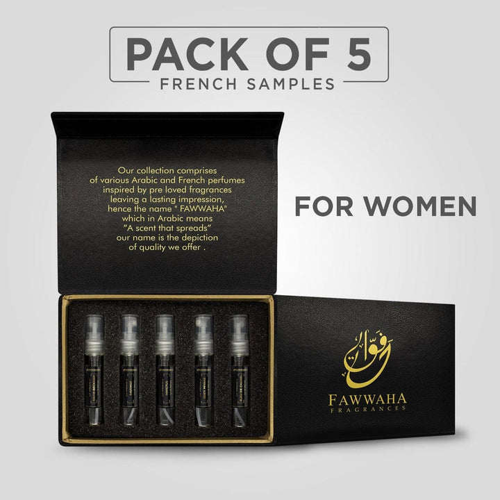 Fawwaha Fragrances- Pack of 5 French Spray Testers, 5 ml (For Women)